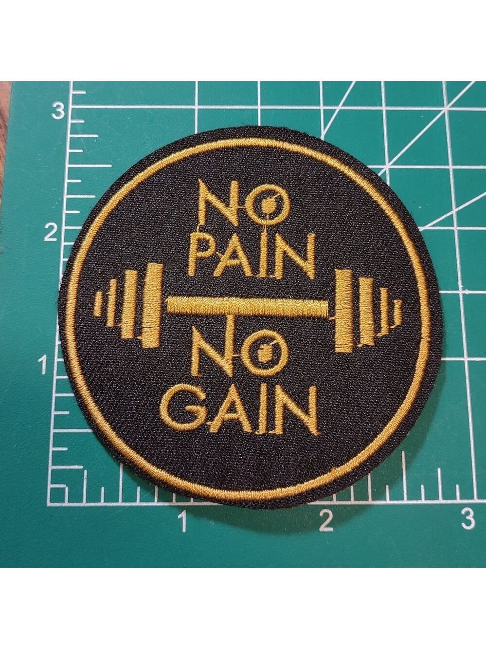 2/$10 Black and Gold 'No Pain No Gain' Patch